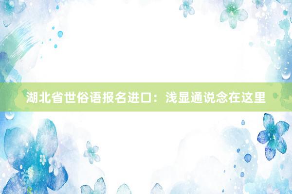 湖北省世俗语报名进口：浅显通说念在这里